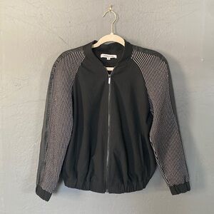 Elizabeth and James Black Grid Sleeve Bomber Jacket Size XS